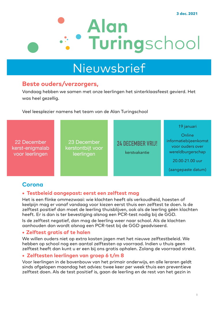 3 december 2021 nieuwsbrief 1