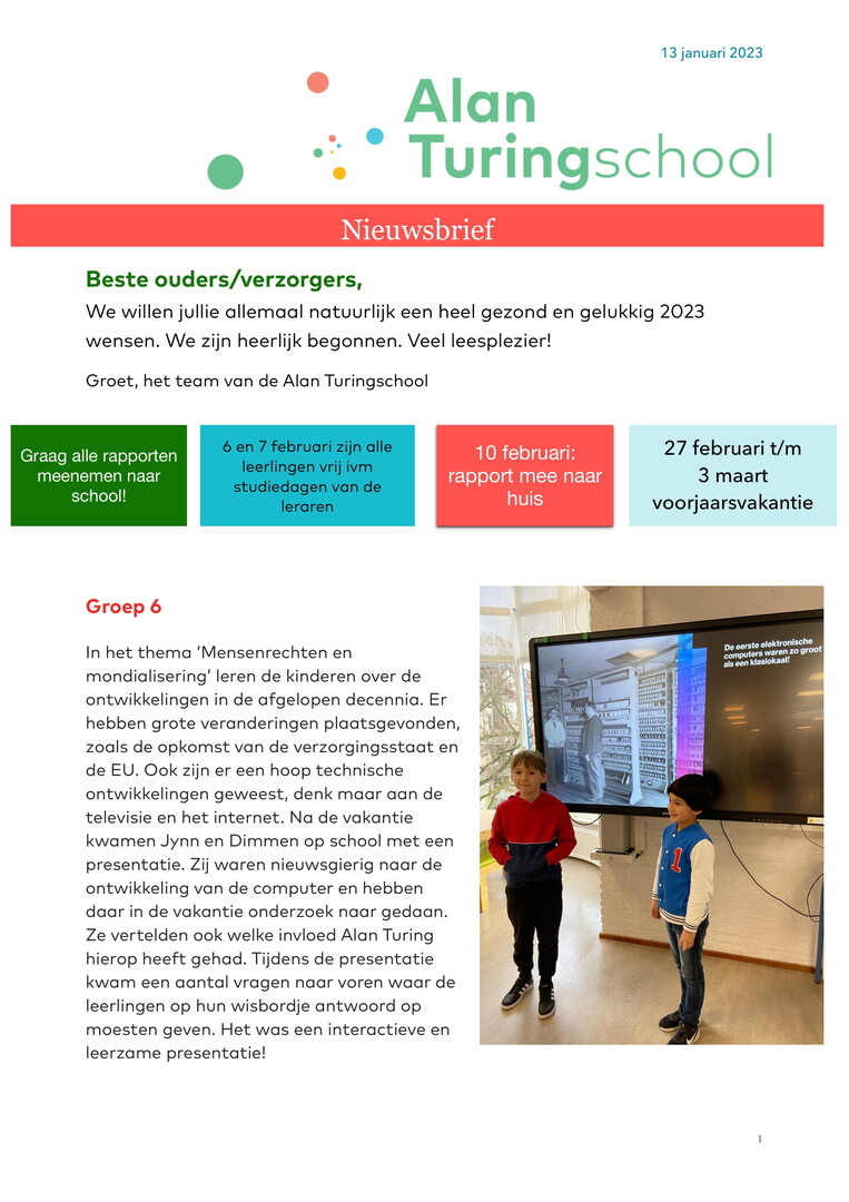 13 januari 2023 nieuwbrief 1